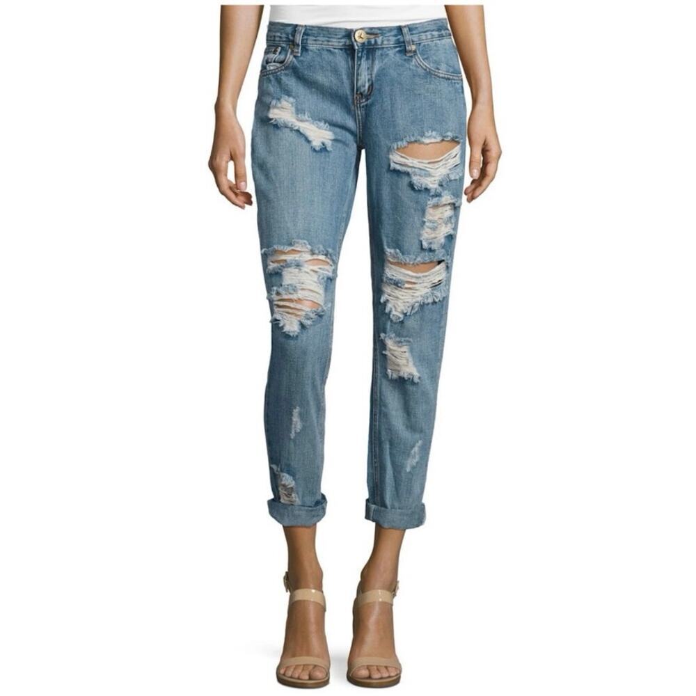 One by One Teaspoon Awesome Baggies Cobain Destroyed Boyfriend Jeans Size 28